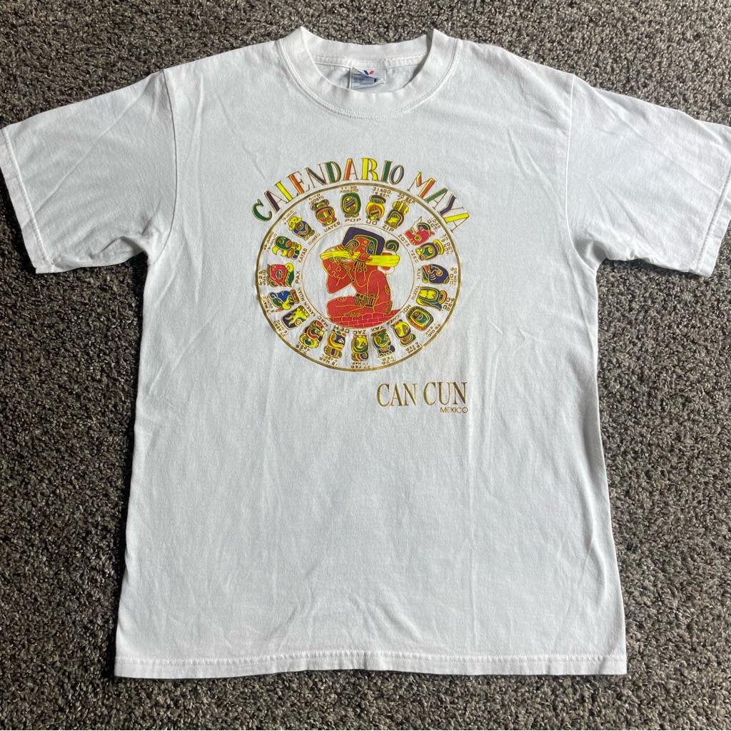 Vintage New 2000s Mayan Calander Cancun Mexico Tshirt Size Medium